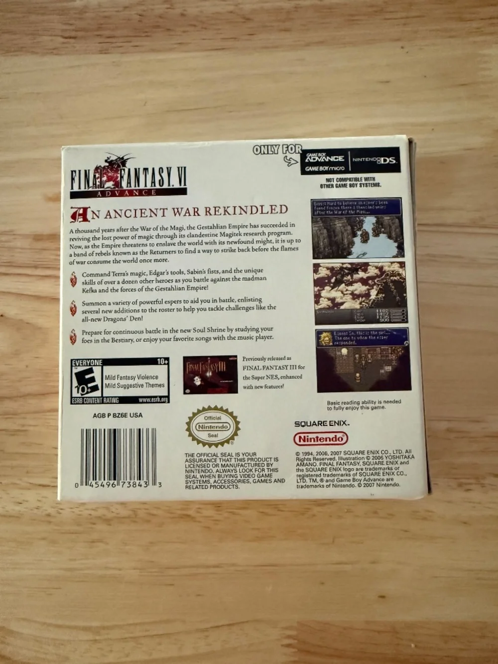 RARE CIB Final Fantasy VI Advance Game Boy Advance GBA DS Lite